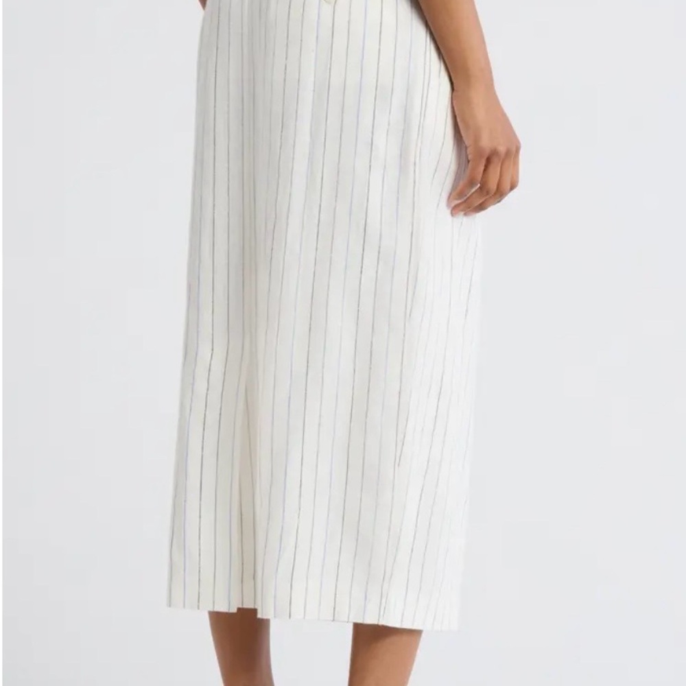 The GREAT Striped White and Blue Stripped Linen Blend Pencil Skirt - Picture 2 of 3